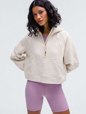 Lululemon Scuba Oversized Half Zip Hoodie Heathered Bone/Gold